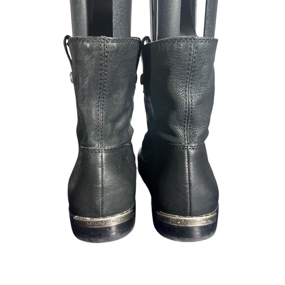Arturo Chiang Black Leather Slouchy Ankle Boots - Size 7 - Picture 7 of 11